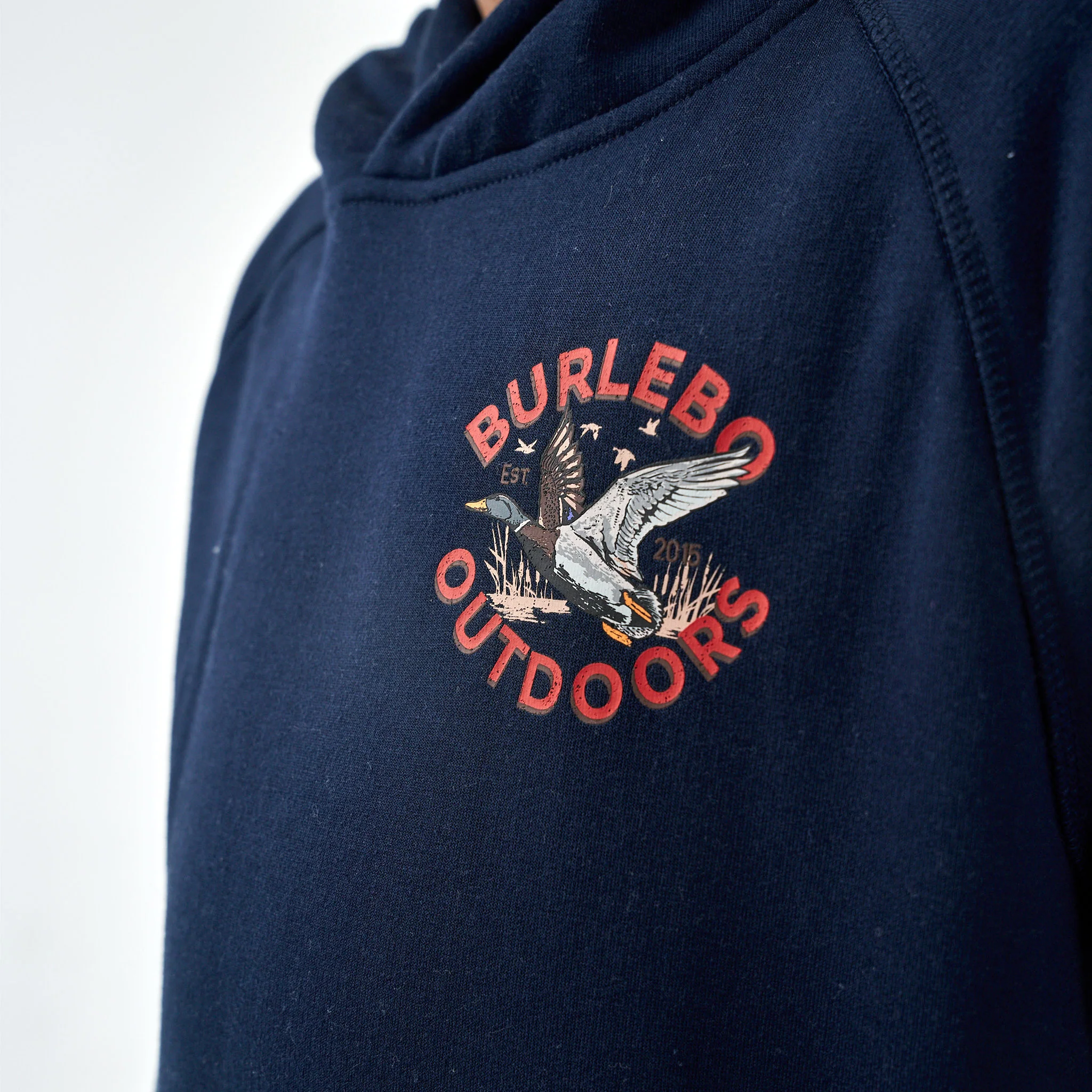 Youth Fleece Hoodie - Old School Duck Hunt - Navy - Image 4