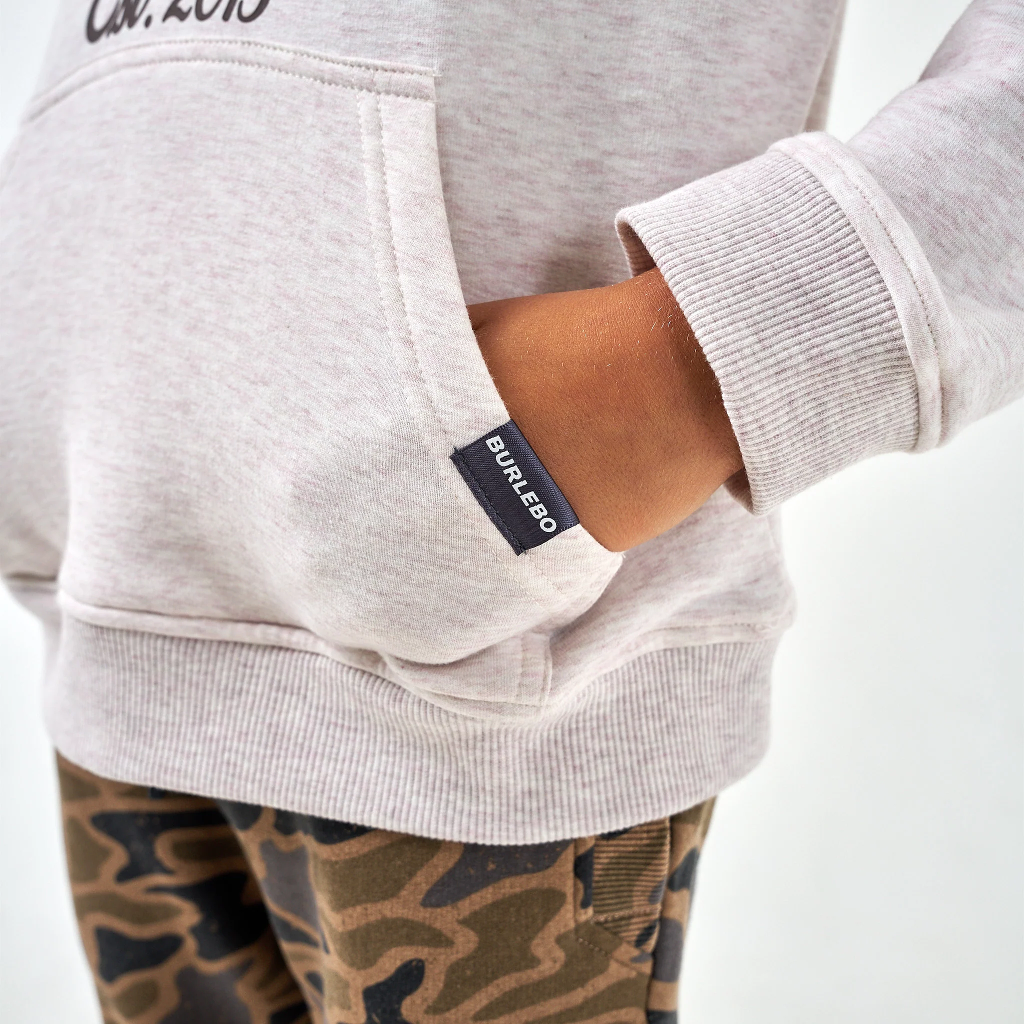 Youth Fleece Hoodie - Whitetail Deer - Heather Oatmeal - Image 5