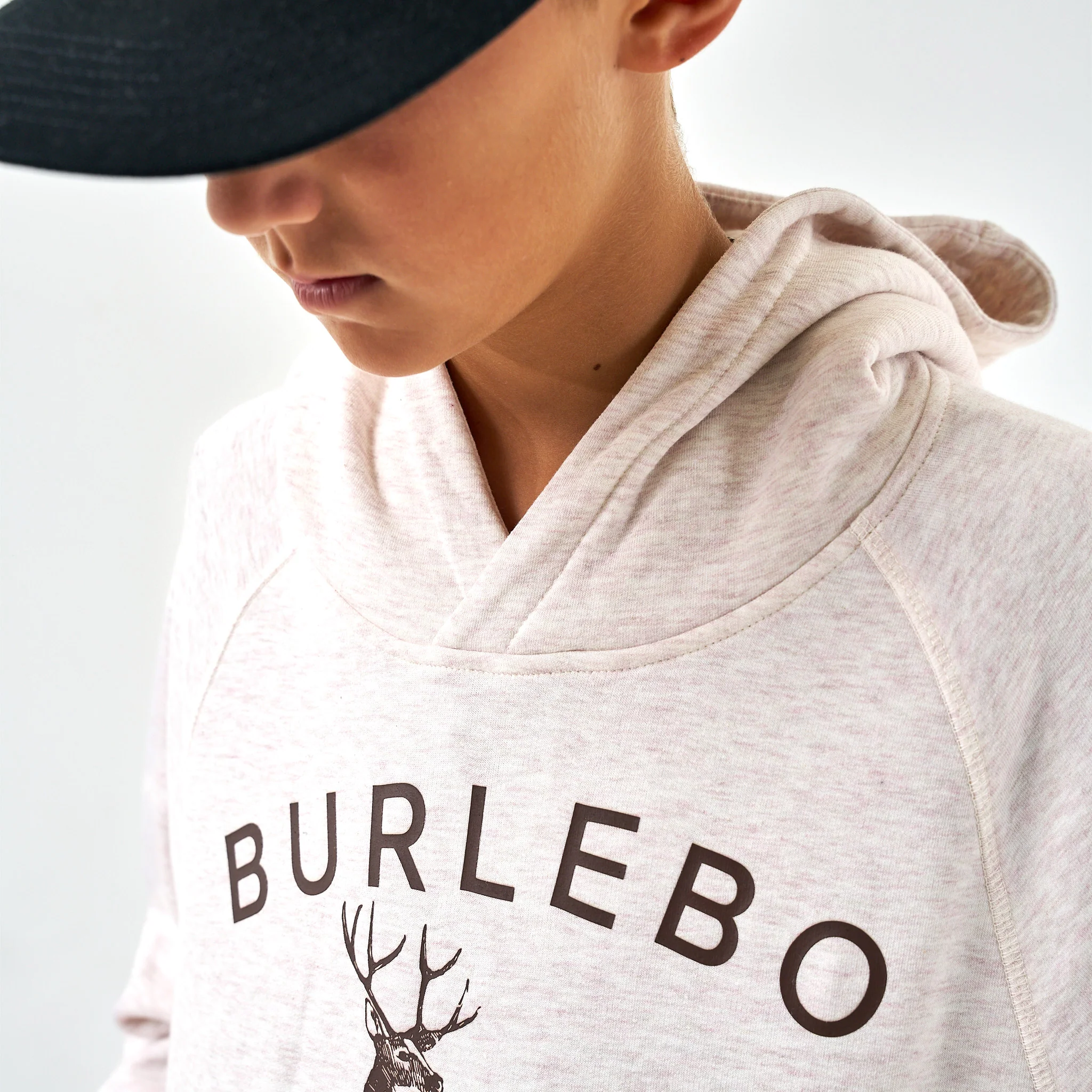 Youth Fleece Hoodie - Whitetail Deer - Heather Oatmeal - Image 6