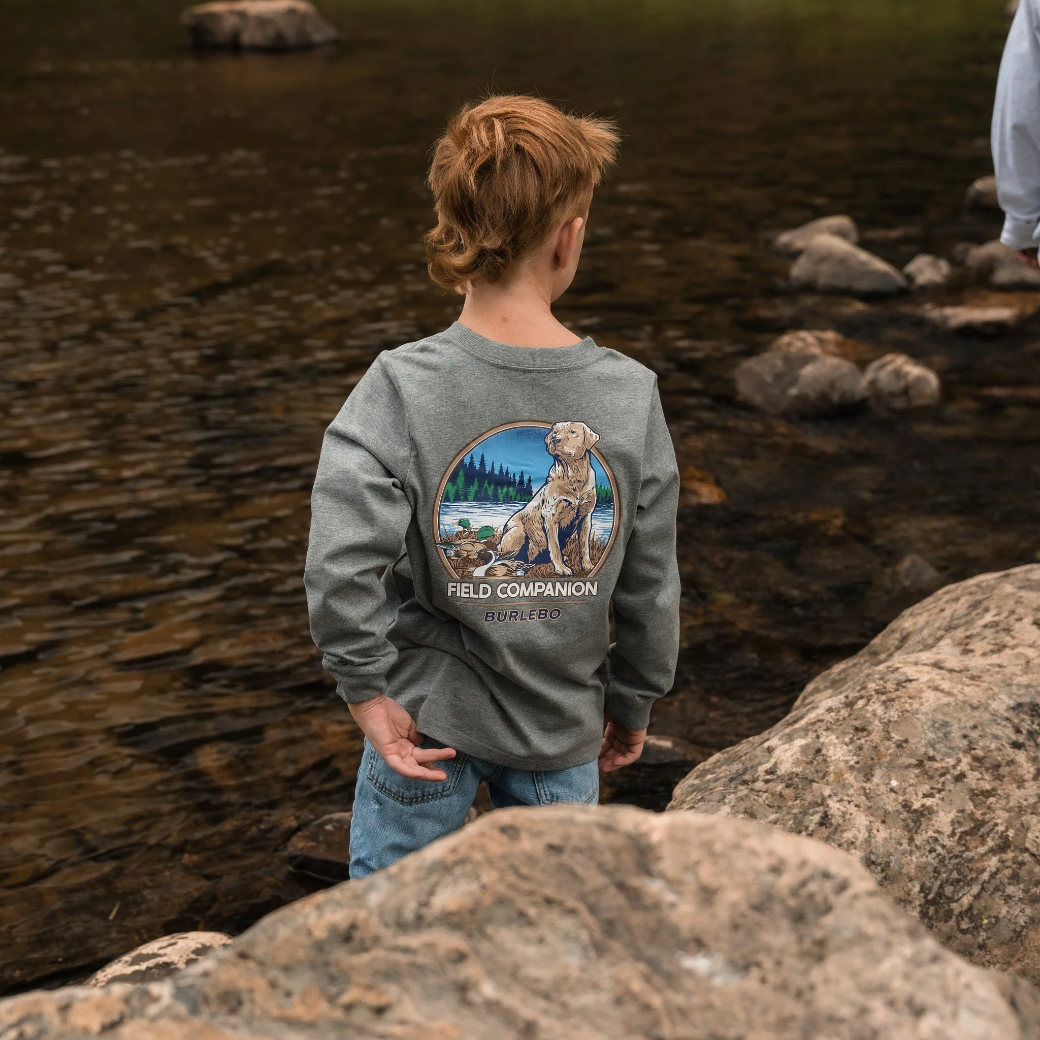 Youth Long Sleeve Tee - Field Companion - Dark Heather Grey - Image 2