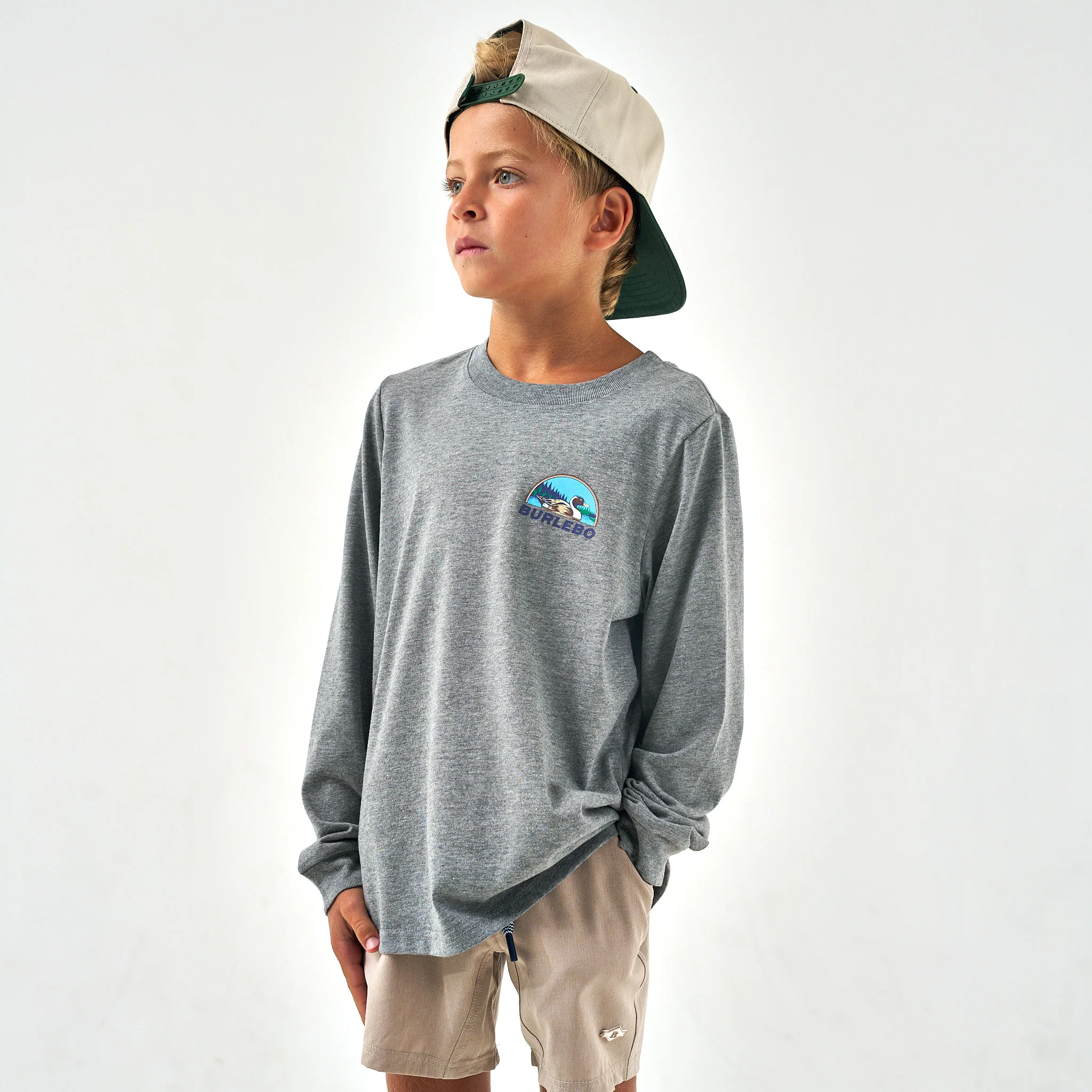 Youth Long Sleeve Tee - Field Companion - Dark Heather Grey - Image 4