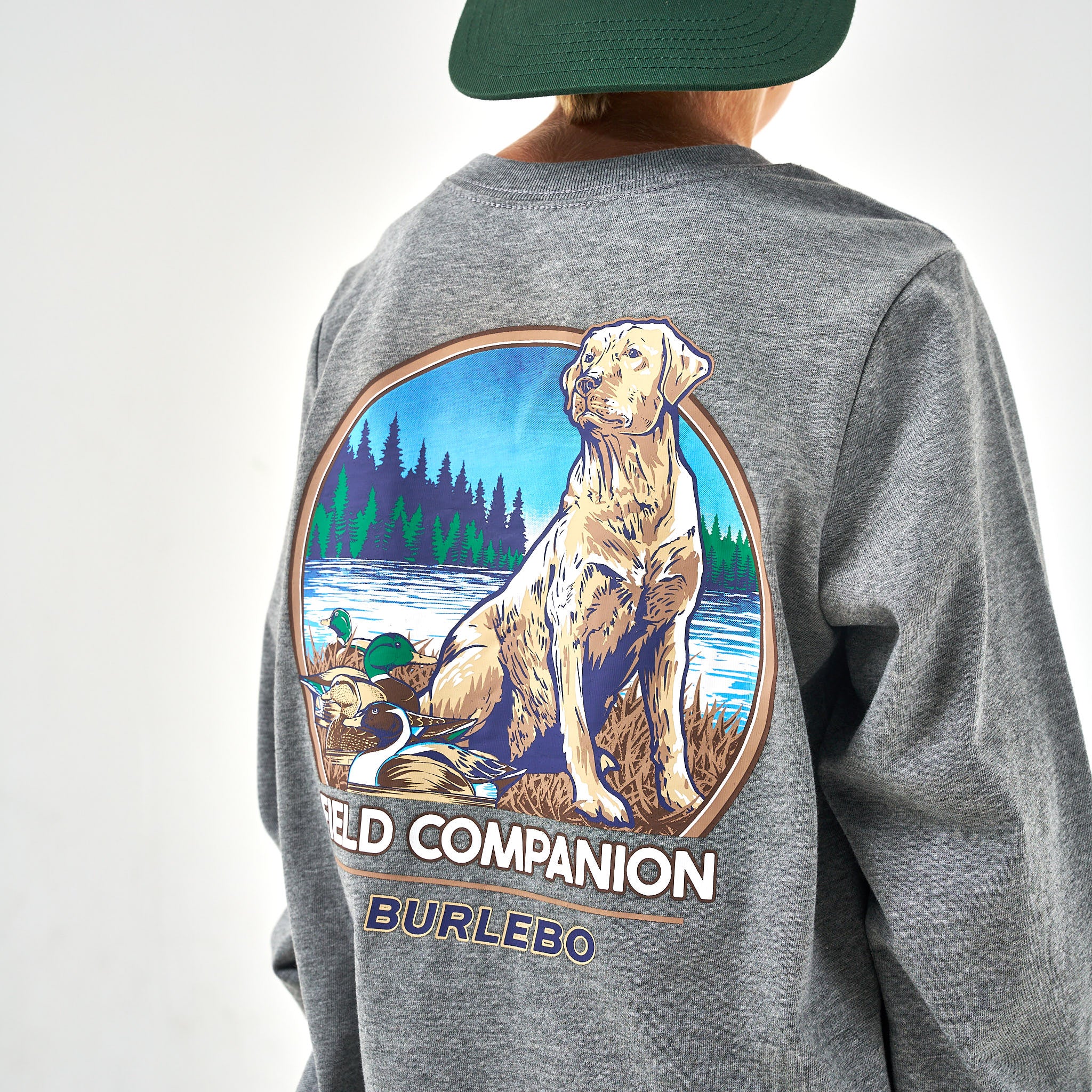 Youth Long Sleeve Tee - Field Companion - Dark Heather Grey - Image 5