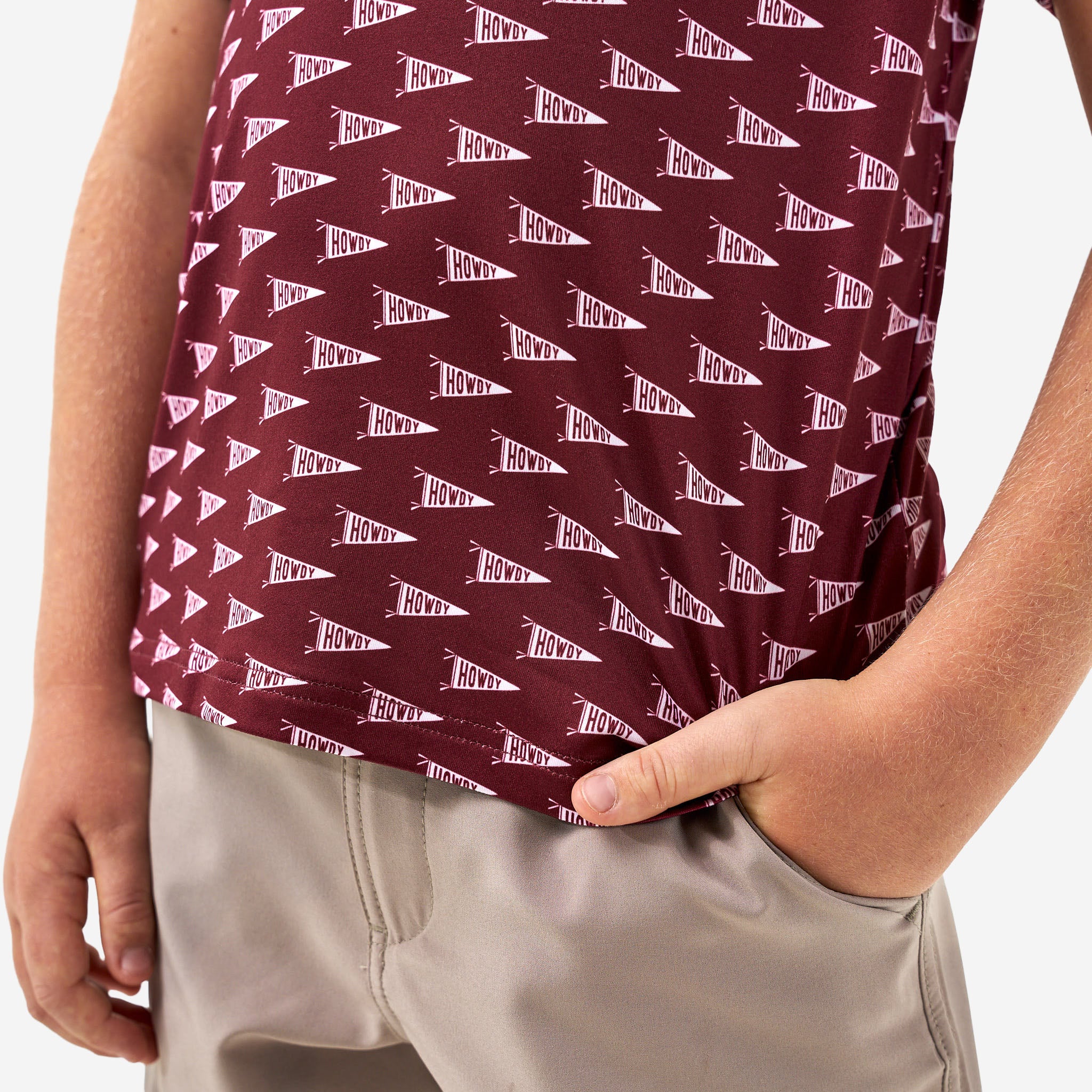 Youth Performance Polo - Howdy Pennants - Maroon - Image 6
