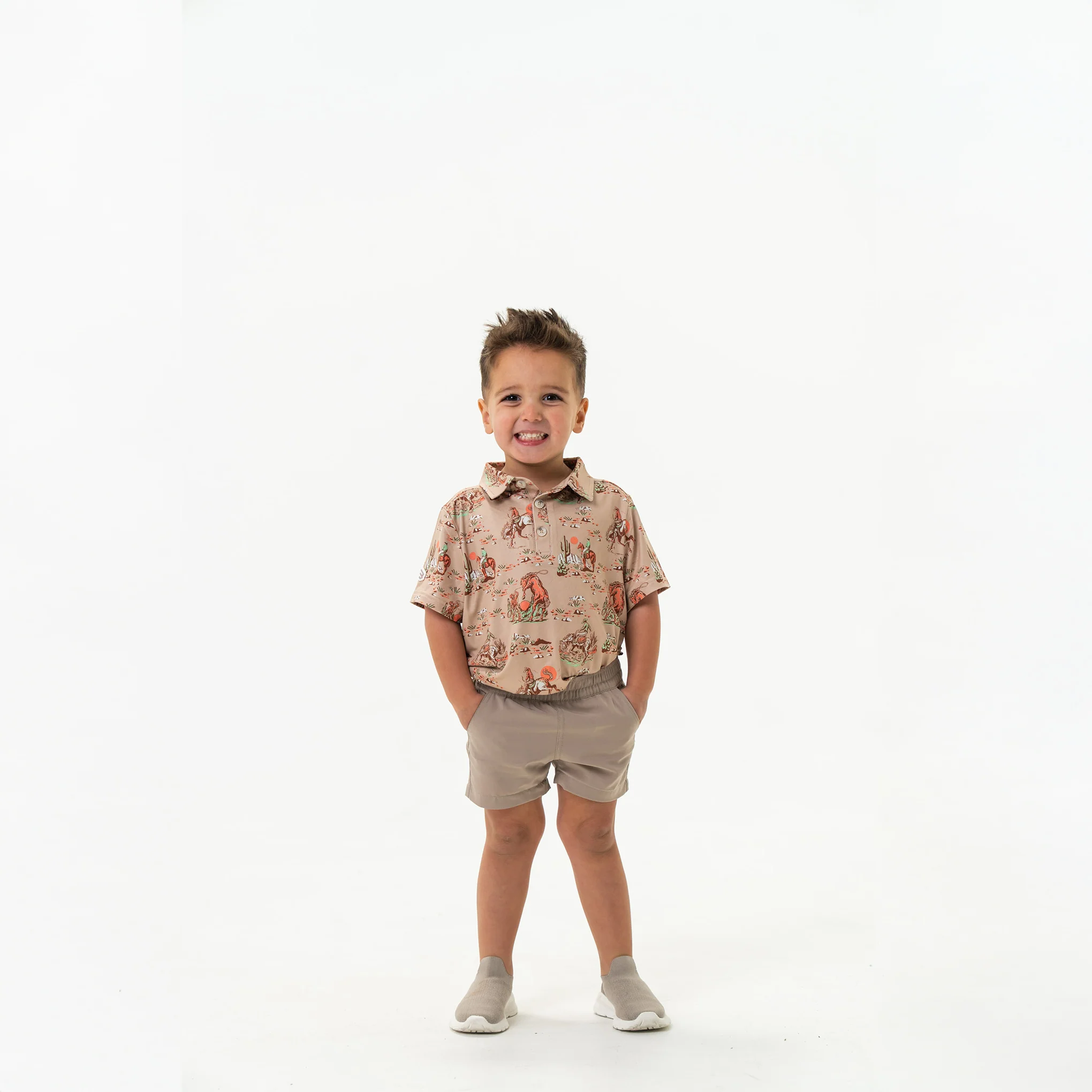 Youth Performance Polo - Cowboy Up Khaki - Image 3
