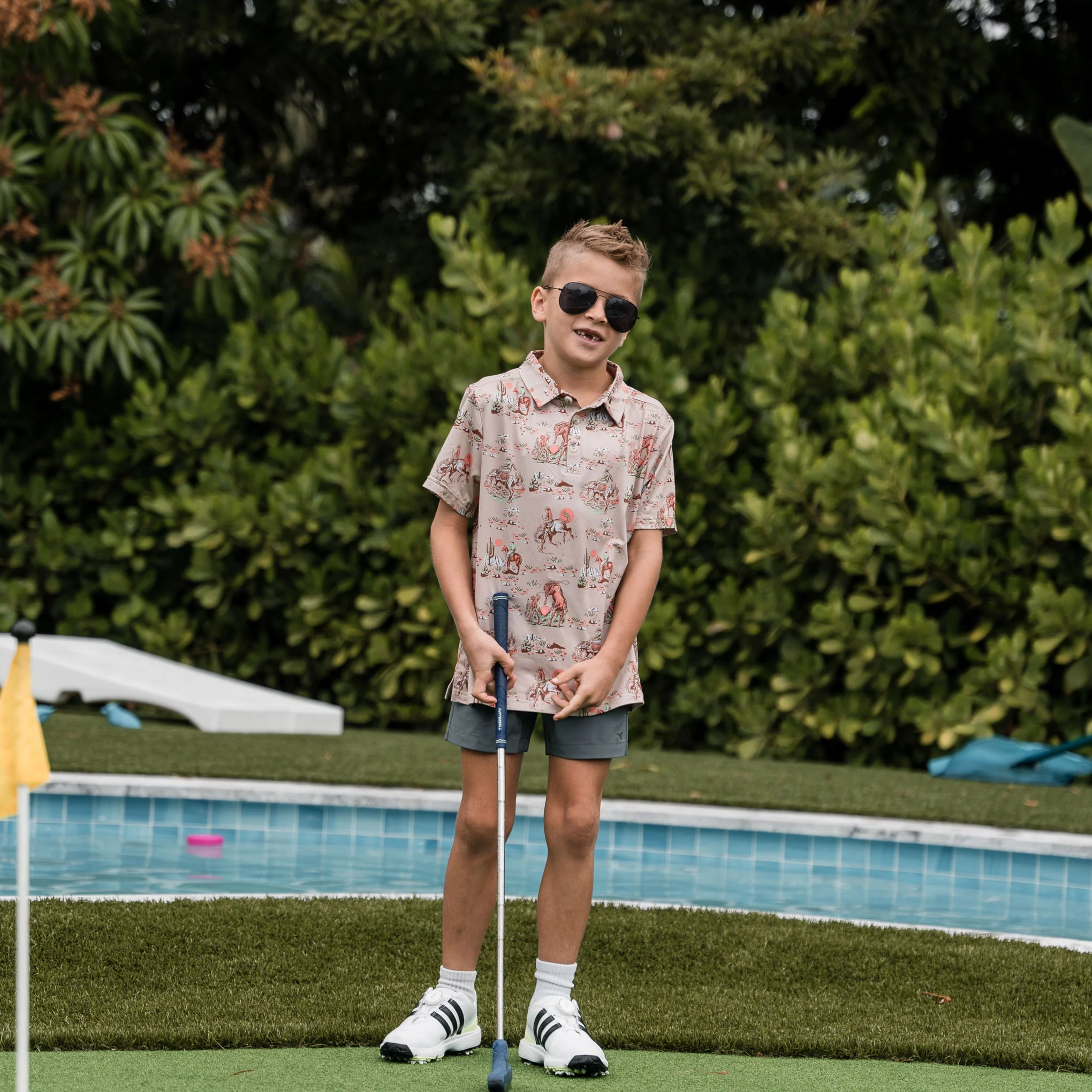 Youth Performance Polo - Cowboy Up Khaki - Image 5