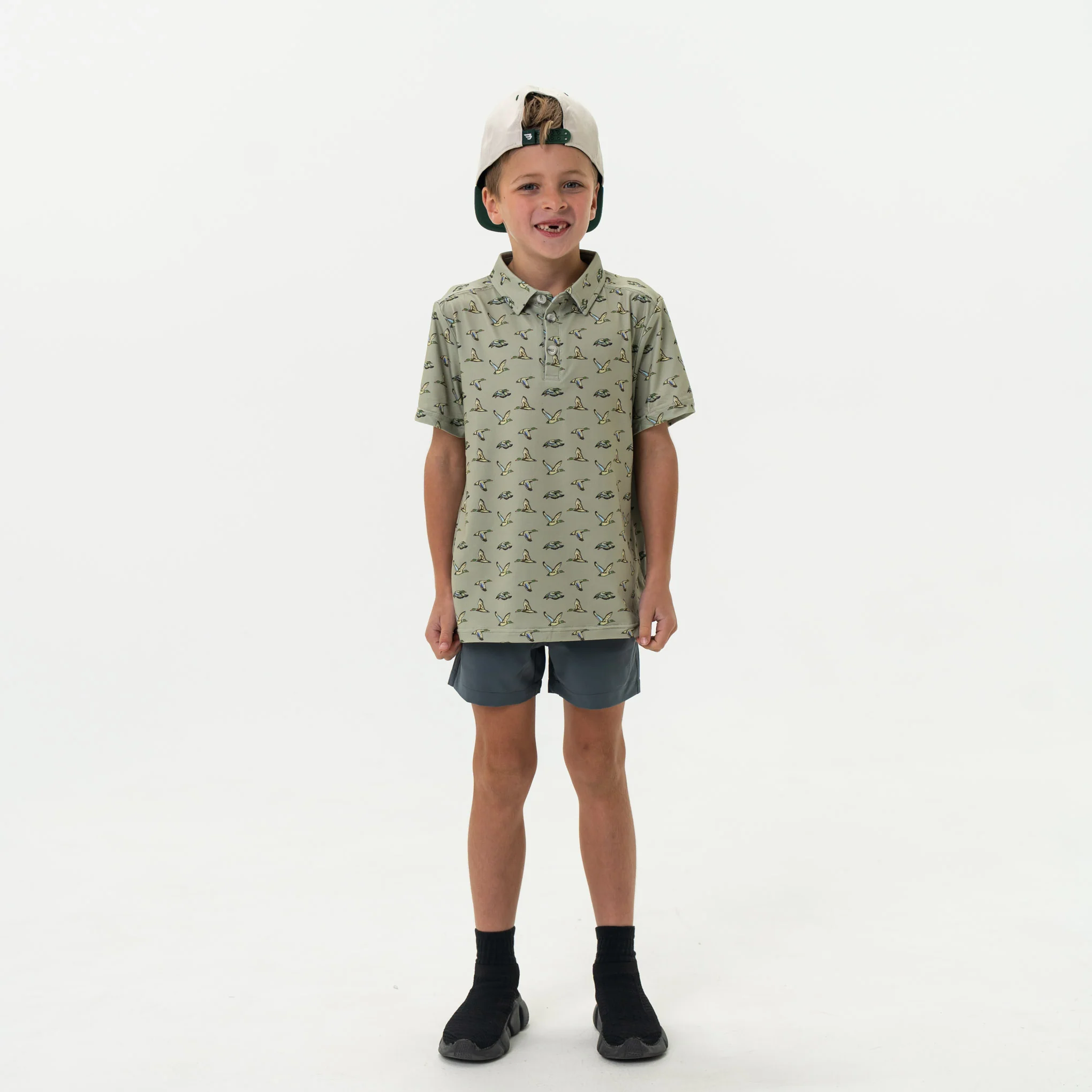 Youth Performance Polo - Flying Ducks Green - Image 5