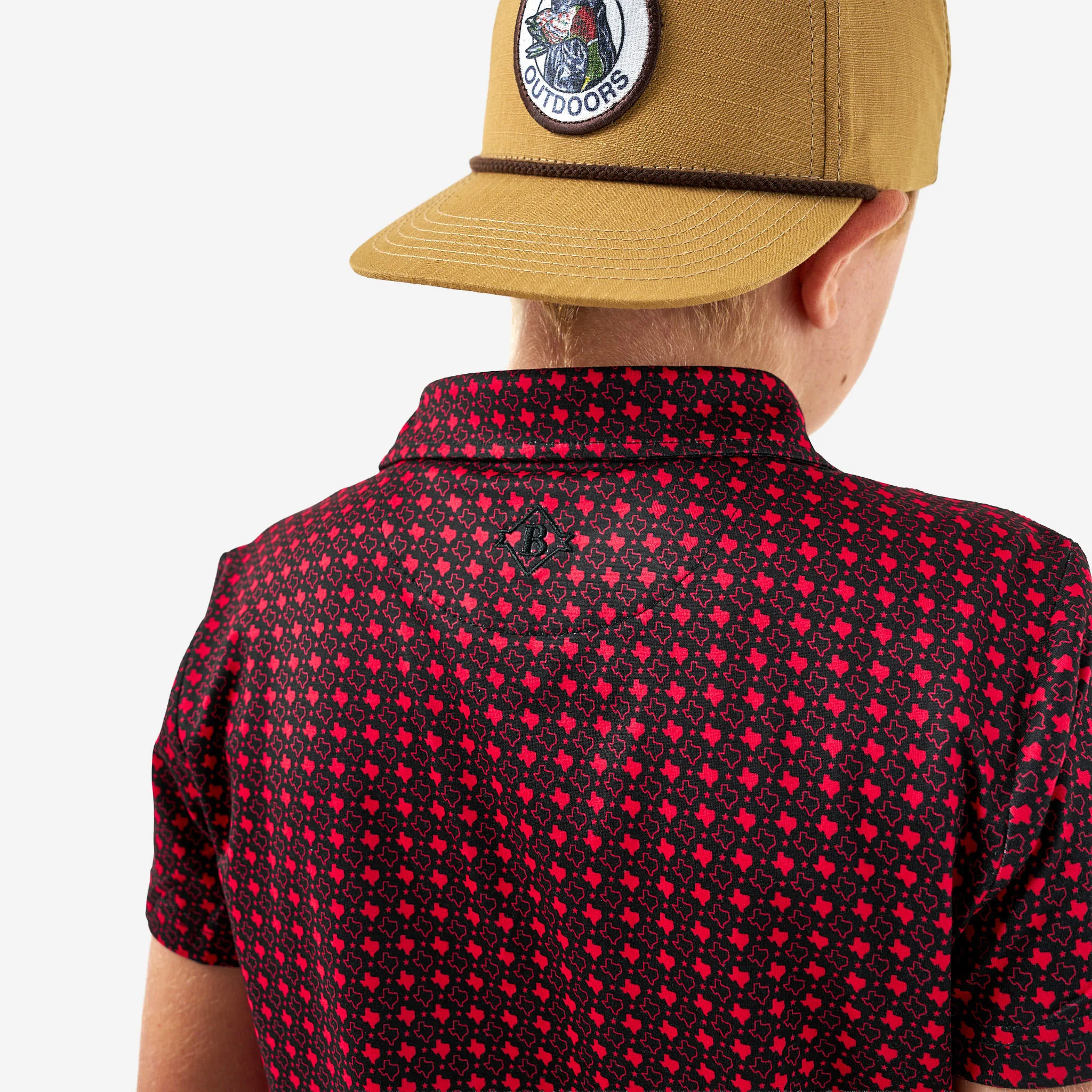 Youth Performance Polo - Texas - Black & Red - Image 5