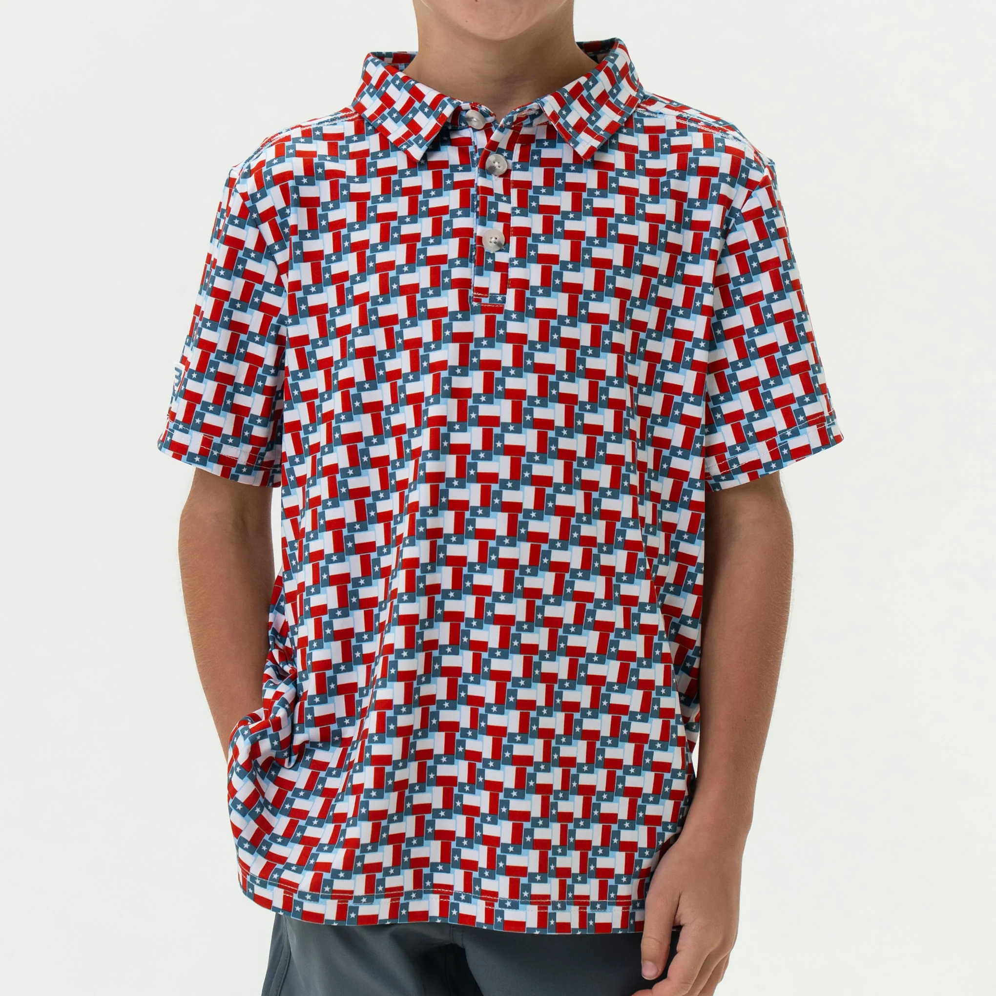 Youth Performance Polo - Texas Flag - Image 3
