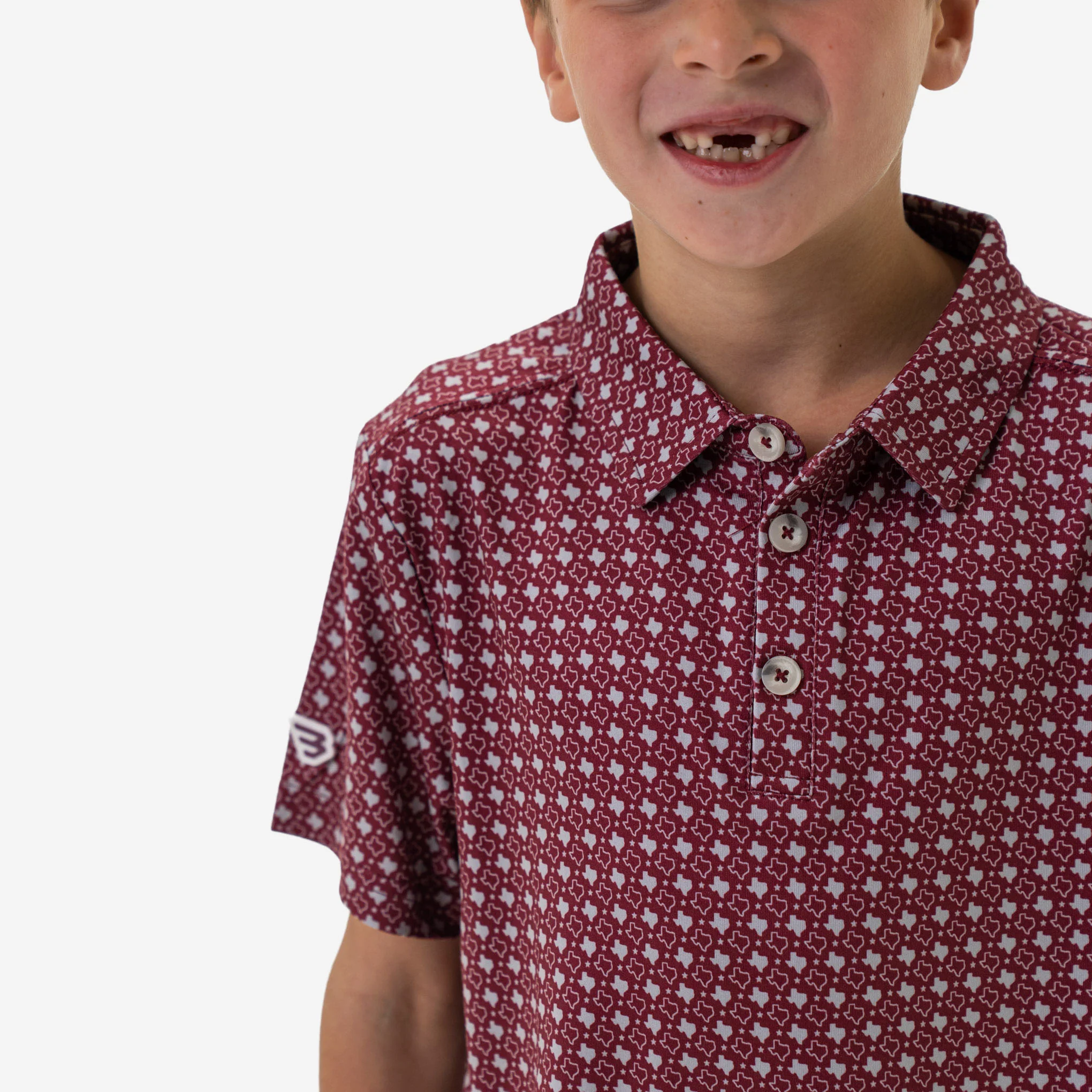 Youth Performance Polo - Texas - Maroon & Grey - Image 5