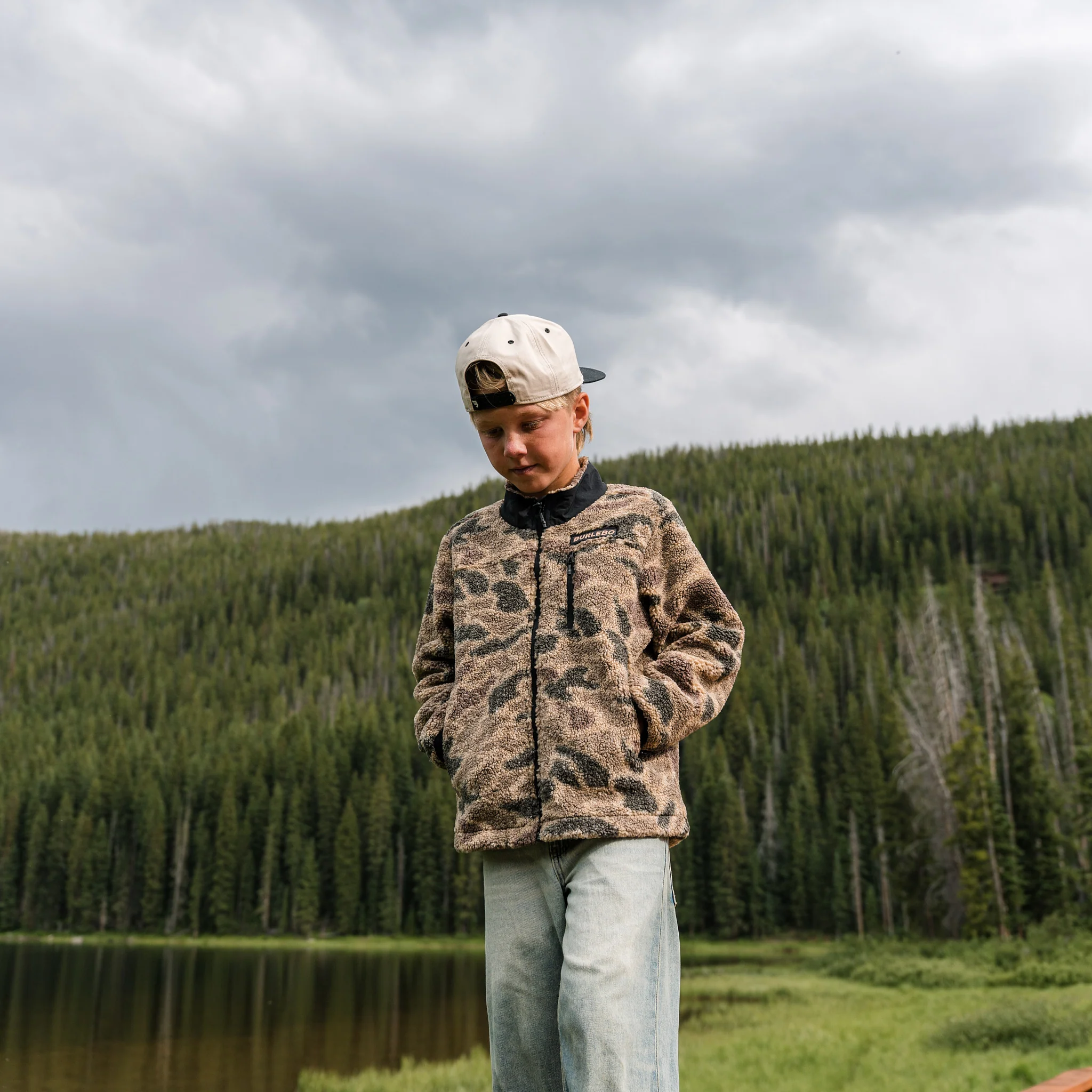 Youth Sherpa - Full Zip Jacket - Rocky Mountain Camo - Image 6
