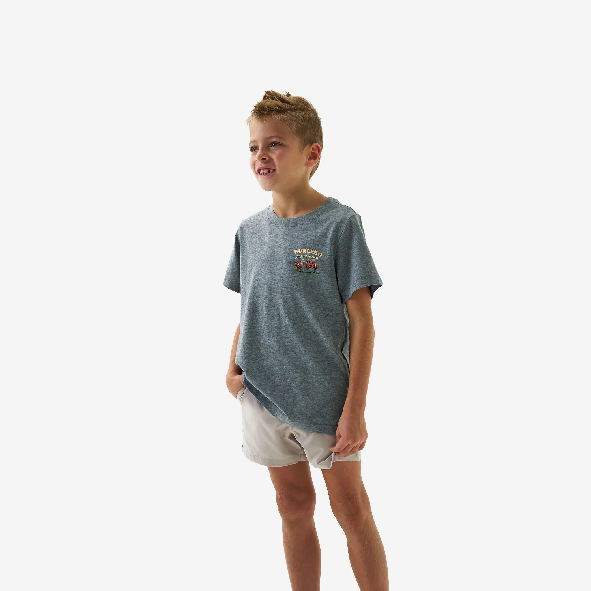 Youth Short Sleeve Tee - BURLEBO Cattle Ranch - Dark Heather Grey - Image 4