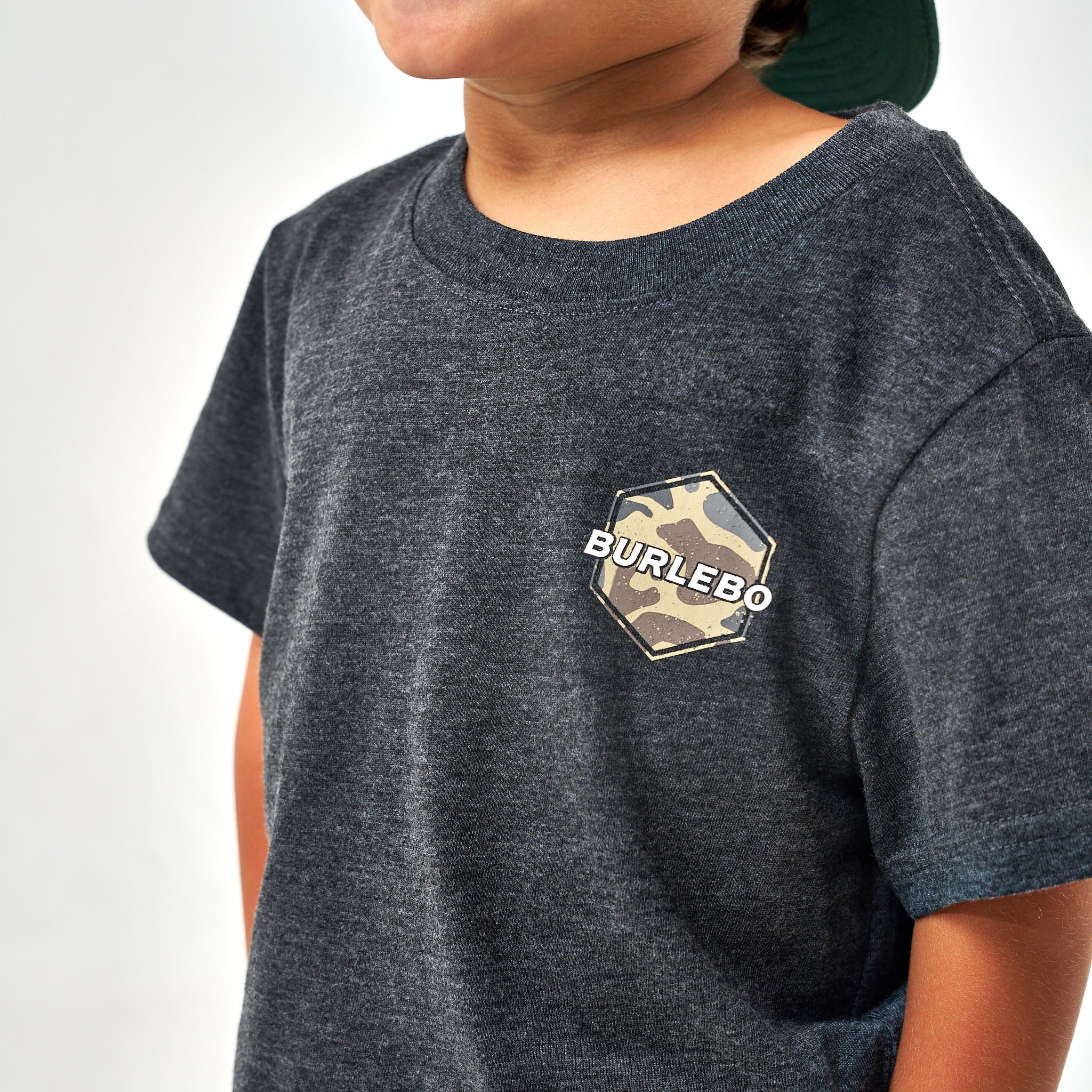 Youth Short Sleeve Tee - Rad Dude Deer Camo - Heather Black - Image 4