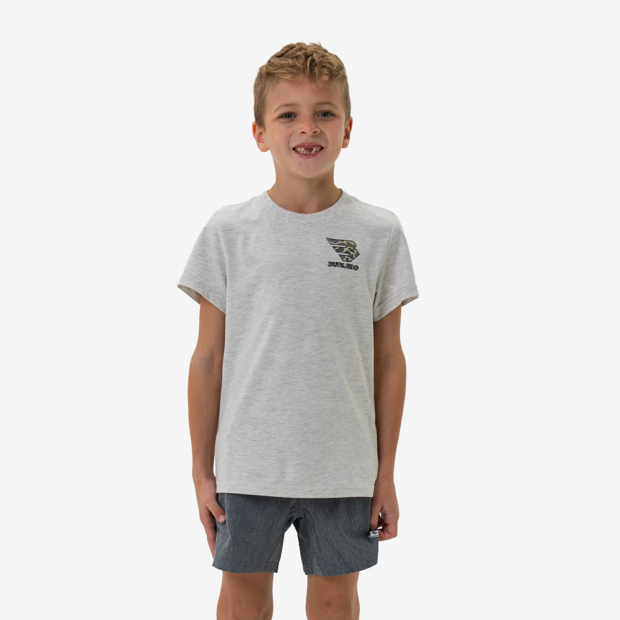 Youth Short Sleeve Tee - Flying B Logo - Heather Ash Grey - Image 3