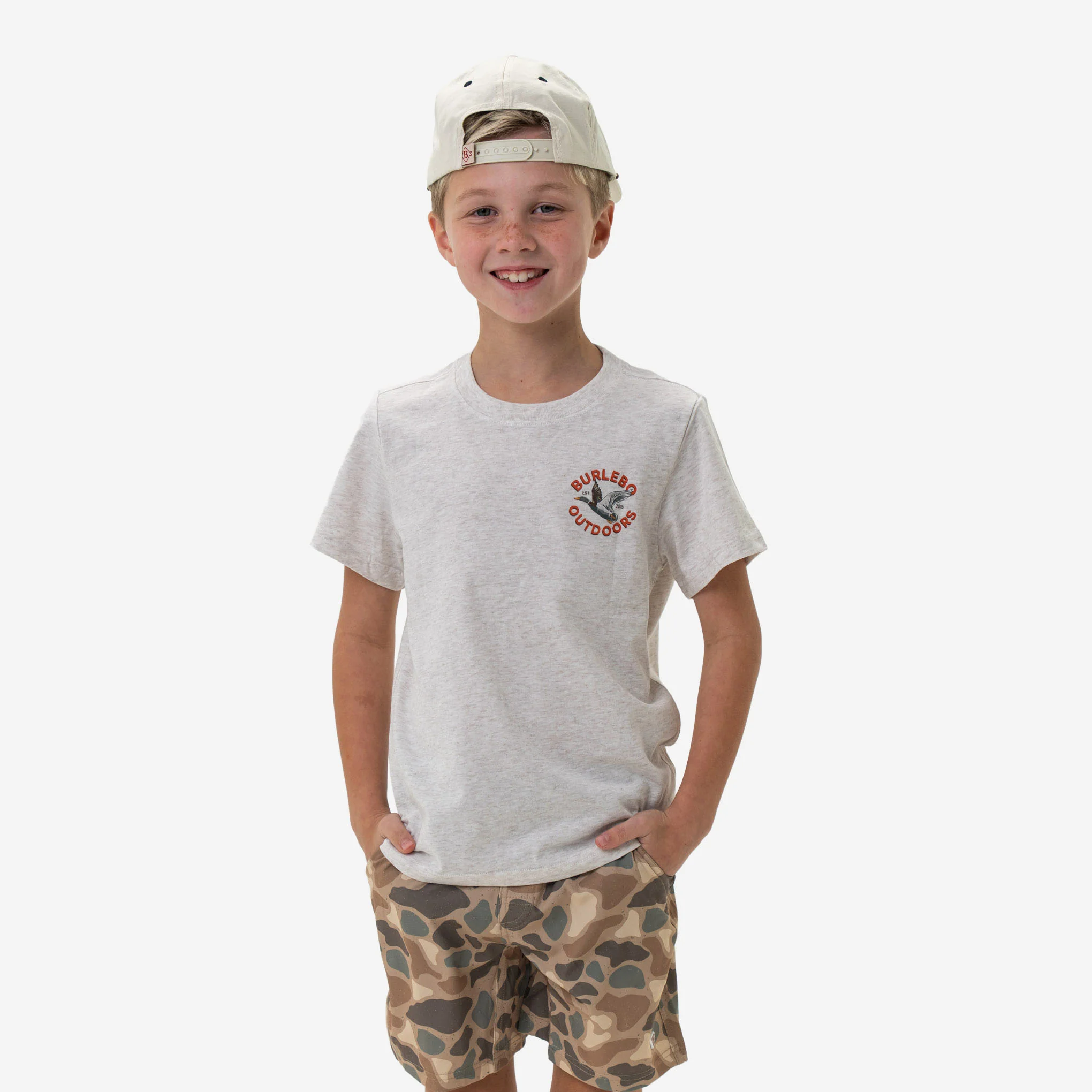 Youth Short Sleeve Tee - Old School Duck Hunt - Heather Oatmeal - Image 3