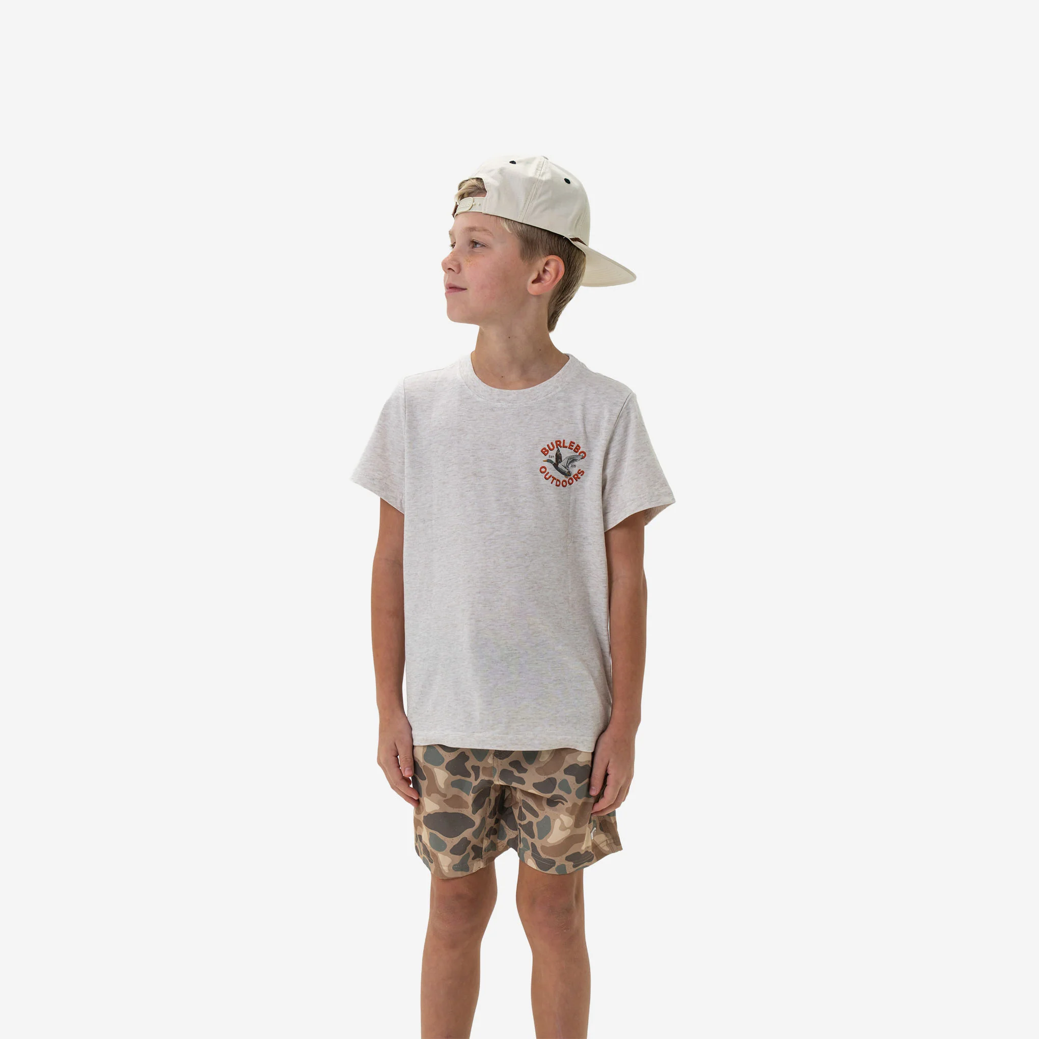 Youth Short Sleeve Tee - Old School Duck Hunt - Heather Oatmeal - Image 5